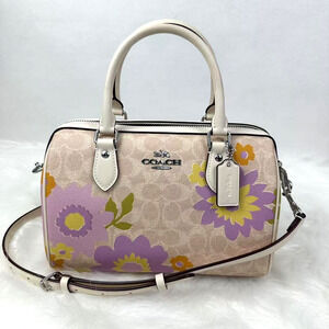 COACH Rowan Satchel Crossbody Bag Signature Canvas Floral Print CBG72 Sand NWT
